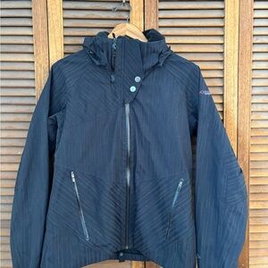 Columbia Titanium Navy Jacket with Multicolor Stripes